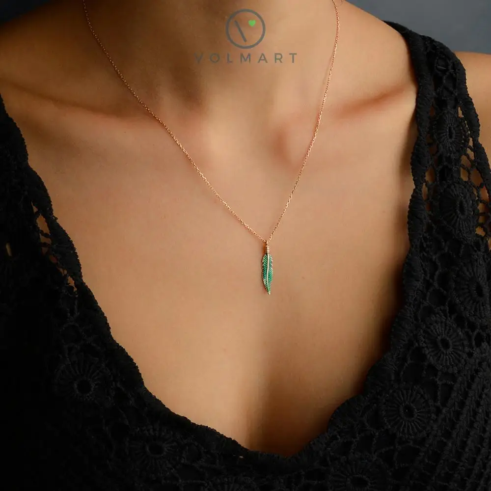 

Jewellery, Fashion, Enameled Feather Silver Necklace, #20769