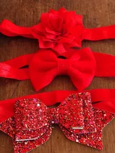 Diademas elásticas con lazo de fieltro y lentejuelas para niñas, accesorios de fotografía para niños, diadema bonita, juegos de regalo de Navidad, 3 unids/lote