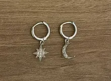 Pendientes de aro de Luna y estrella para mujer y hombre, de Plata de Ley 925, joyería para la oreja, regalos de fiesta al por mayor