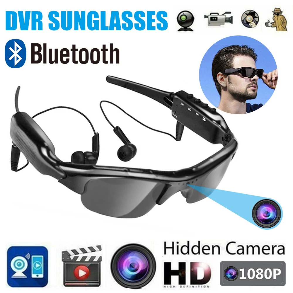 

1080P Mini Bluetooth Camera Sun Glasses Eyewear Digital Video Recorder Camera Camcorder Video Sunglasses DVR with earphone
