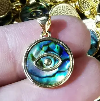 

6pcs 22k Gold pura Abalone, 16mm Round Double Bail Gemstone Charms Necklace Pendant -Earrings