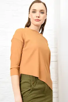 

Trend Alacati Style Women Asymmetrical Cut Bike Collar Blouse ALC-X3475