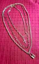 AOMU 3 unids/set Hip Hop Cadena de llave de Metal Cruz colgante de collar para las mujeres de la joyería de los hombres, regalo de moda Punk accesorios de fiesta