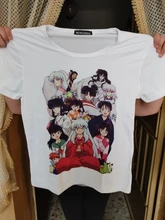 Camiseta feudal demon inuysha para mujer, camiseta blanca, ropa japonesa 2021, harajuku kawaii harajuku