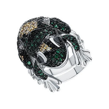 

Silver ring with cubic zirconia and sunlight enamel sample 925