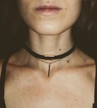 XIYANIKE-gargantilla de terciopelo negro para mujer, collar con cadena dorada, gargantilla de barra para mujer, collar para mujer, Gargantilla ras du cou N664