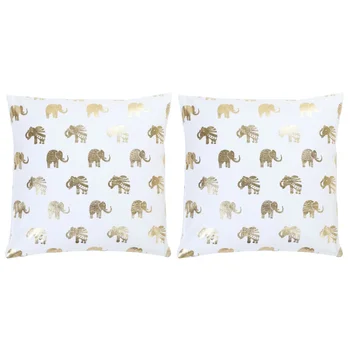 

2 PCs print pillows with foil gold and white 40x40 cm cotton furnishing