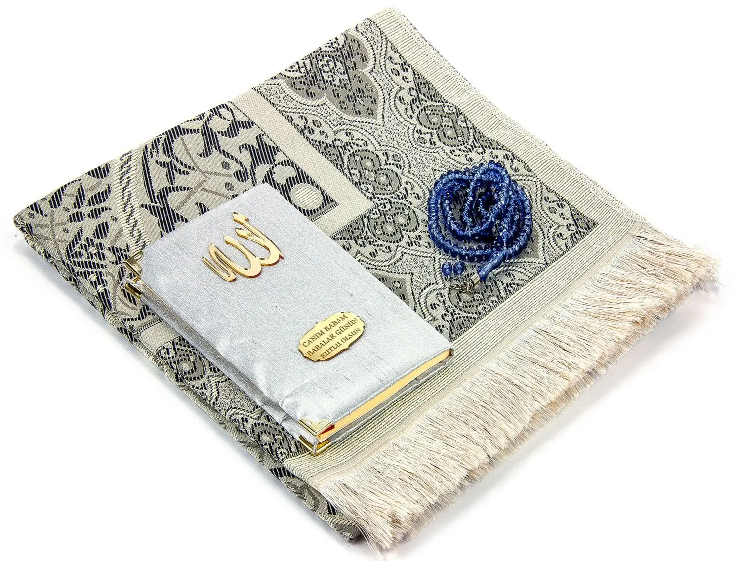 

White prayer mat set muslim set prayer mat Umre portable mats only compass travel mat Yasin Sharif blue navy blue rosary muslim