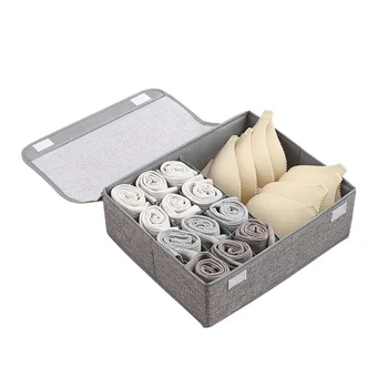 

Creative Folding Underwear Storage Box With Flip-cover Drawer Organizer For Storing Bra Socks Cotton Linen Lingerie Storage Case