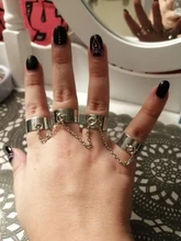 Anillos Punk de Hip Pop para mujer, cadena ajustable multicapa, cuatro anillos abiertos para dedos, anillos giratorios de aleación para mujer, regalo de fiesta