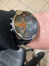 Reloj de cuarzo grande para hombre, cronógrafo con cuerpo de 52mm con pulsera, resistente al agua, con doble hora, estilo militar