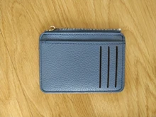 Cartera delgada de cuero PU Unisex, Tarjetero con cremallera, funda para tarjetas de crédito, Mini tarjetero, regalo