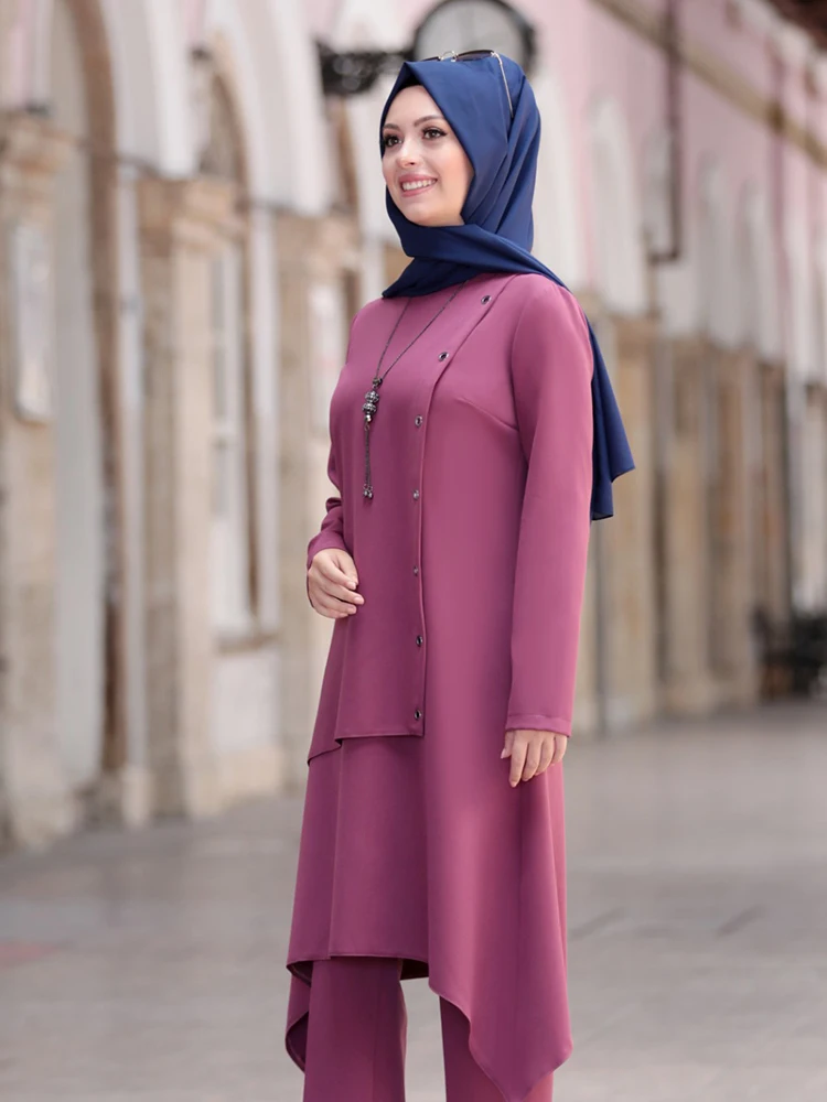 Women Hijab Muslim Suit Tunic Pants Combination Islamic Fashion Casual ...