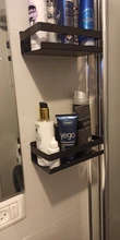 Bathroom Shelf Storage-Rack Adhesive Black Shower Stainless-Steel Shampoo Kitchen 20cm