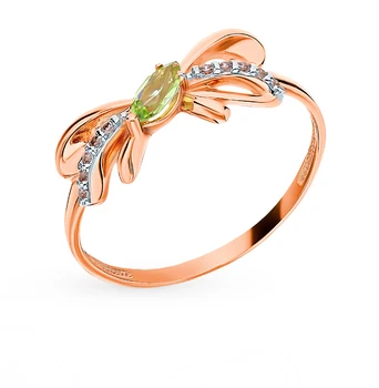 

Gold ring with хризолитом and cubic zirconia sunlight sample 585