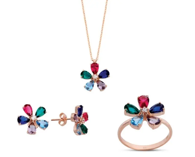 

Daisy Multicolor Colorful Quartz Silver Set Suit