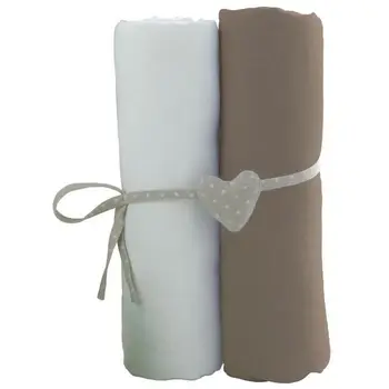 

BABYCALIN 2 Baby White Taupe Sheets 60x120 cm - Jersey - 130gr / m²