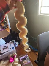 Beaufox-mechones Rubio 613 con cierre, cuerpo brasileño ondulado, 3 mechones con cierre, extensiones de cabello humano mechones Remy