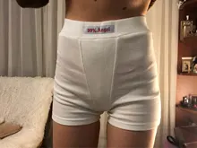 Pantalones cortos de motorista para mujer, Shorts de punto con Bordado de letras, informales, de cintura alta, color blanco y negro, para verano