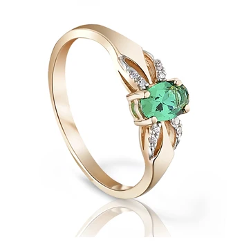 

Gold ring with emeralds and diamonds VALTERA 585 sterling silver