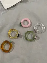 HUANZHI-Conjunto de anillos redondos de resina acrílica para mujer, colorido, Diamante de imitación cuadrado geométrico, regalo de viaje, 2021