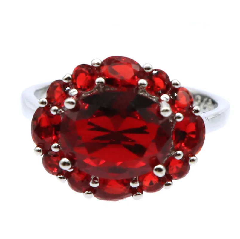 16x14 мм Потрясающие SheCrown красный кровяной Рубин подарок для девочек Европейский стиль серебряные кольца