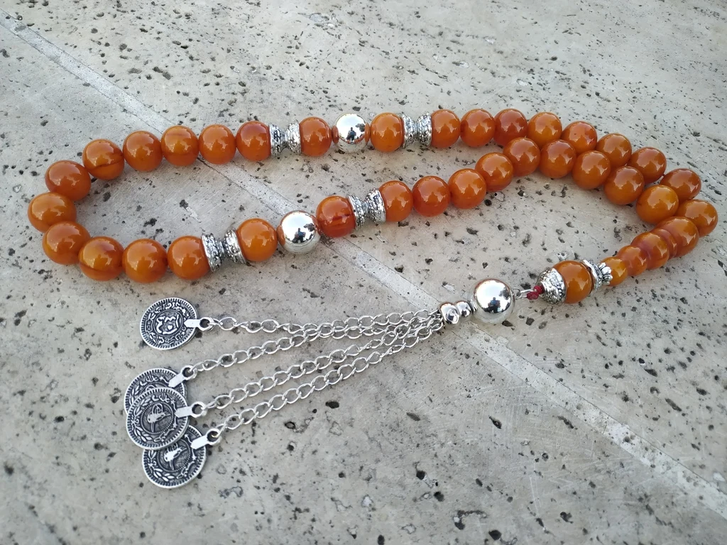 

Tasbih Ottoman Faturan German Cherry Amber Sandalous Misbaha Rosary Free Shipping #37A