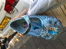 Disney Frozen-zapatos planos de princesa para niñas, zapatos de baile de cuero Pu A la moda, sandalias con lazo de lentejuelas, zapatos de Elsa