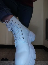 COOTELILI-Botines de punta redonda con cremallera y cordones para mujer, zapatos de moda, antideslizantes, con tacón de 5,5 cm, 2020