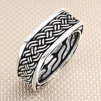 

Men Silver Bands Ring Square Men Wedding Ring Made In Turkey Solid 925 Sterling Silver