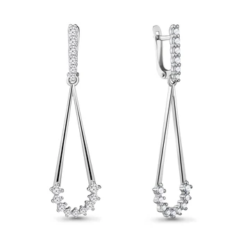 

Aquamarine long earrings with cubic zirconia, 925 sterling silver