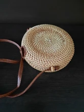 Gusure-Bolso de mimbre tejido para mujer, bandoleras cruzadas hechas a mano de verano para la playa, pequeñas, de hombro redondo de paja