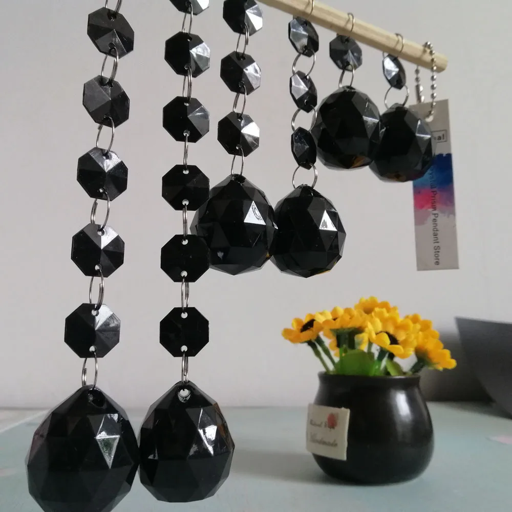 Camal 5pcs Black Acrylic Crystal Beads Pendant Balls Garland