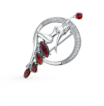 

Silver brooch with cubic zirconia and Garnet sunlight sample 925