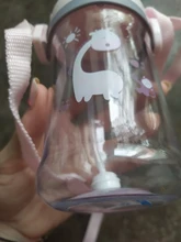 Botella de paja de agua potable con dibujos de animales para niños, Bola de gravedad, taza de bebé con correa para el hombro