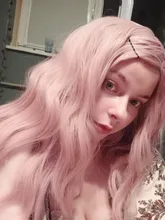 Pink Bob Wigs Hair-Wig Bangs Natural Medium-Length Women Cute with Cosplay for Synthetic