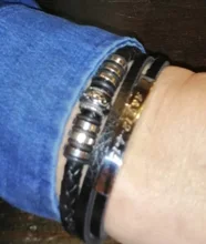 Pulsera de cuero trenzado de acero inoxidable para hombre, brazalete negro magnético, Punk Rock, accesorios de joyería