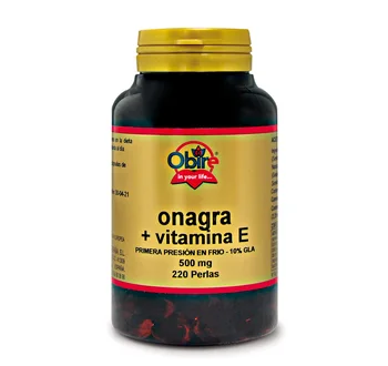 

Evening Primrose Oil 500 mg with 10% in GLA (acid Gamma-linolénico) + 3,35 mg Vitamina E. 220 Pearls | Obire