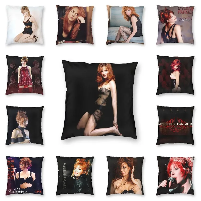 

Fashion Lovely Mylene Farmer Throw Pillow Case Home Decor Custom Square French Singer Cushion Cover 40x40cm Pillowcover for Sofa