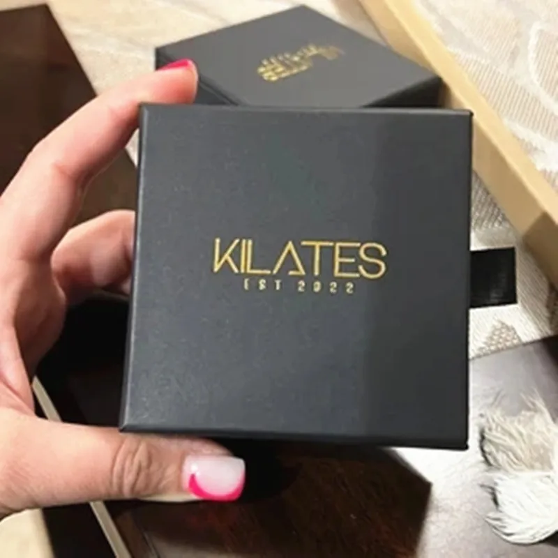 50pcs 10*10*3.5cm or 9*9*3.5cm Paper box custom jewelry box personalized logo small jewelry packaging box bulk Lid & Base card