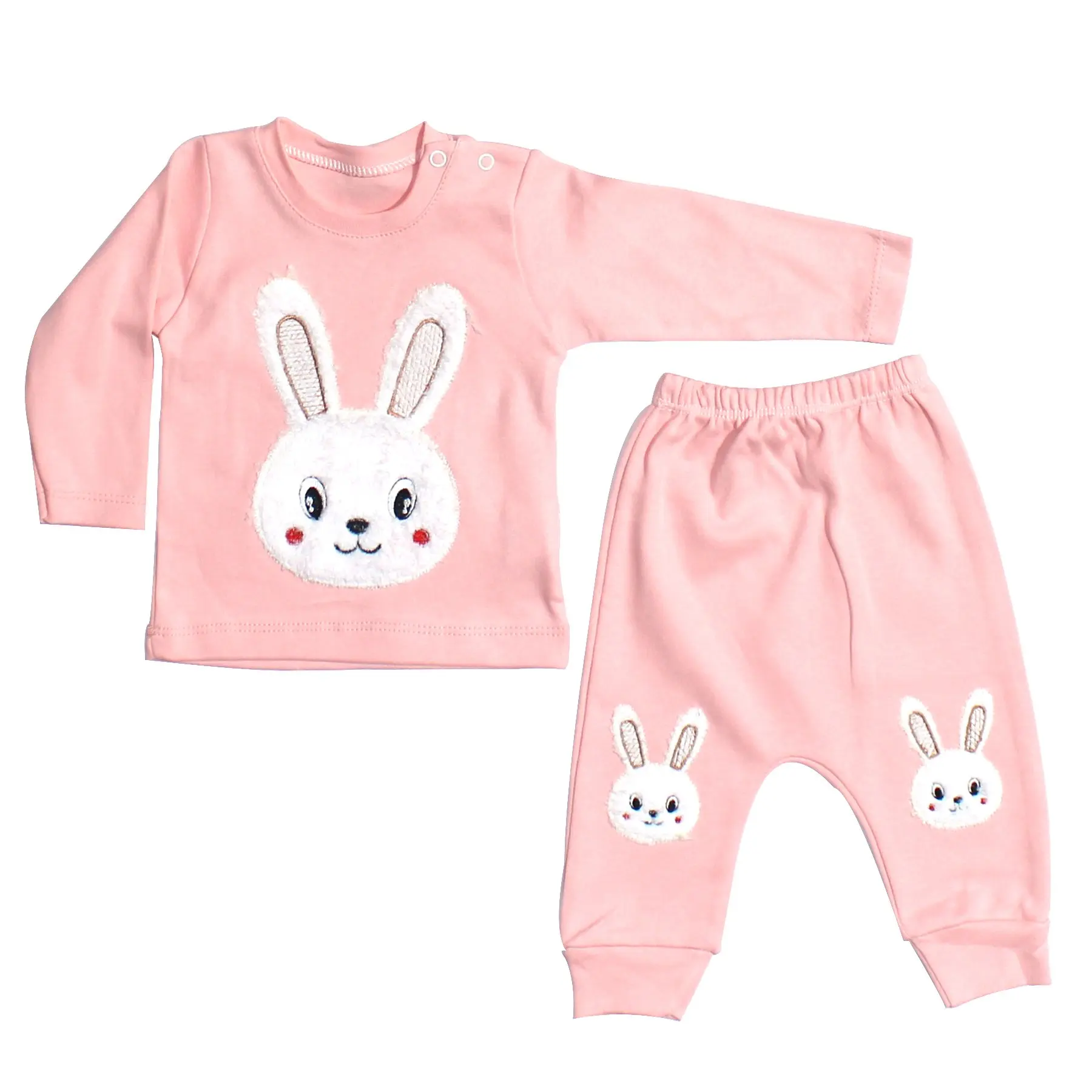 

Rabbit Embroidered 2'li Powder Baby Girl Suit