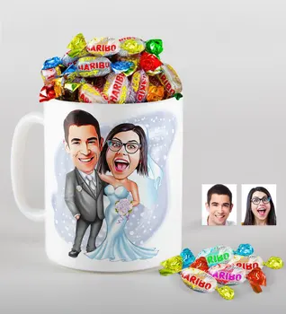 

Personalized Maried Caricature Of mug And Haribo Candy Gift Seti-5