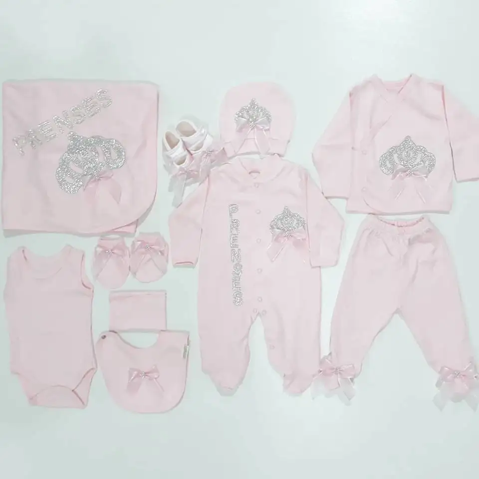 

Stone Embroidered Princess 10 Piece Baby Girl Hospital Output Set