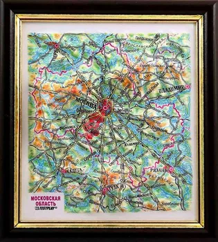

Souvenir relief card of the Moscow region in the frame