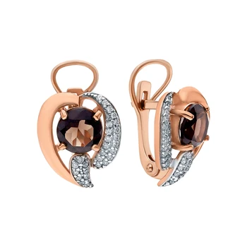 

Silver earrings with раухтопазами and cubic zirconia sunlight