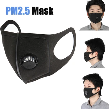 

Mouth Mask Dustproof Anti-fog Haze PM 2.5 Activated Carbon Reusable Face Mouth Mask Cover Respirator for Men Women Unisex Black