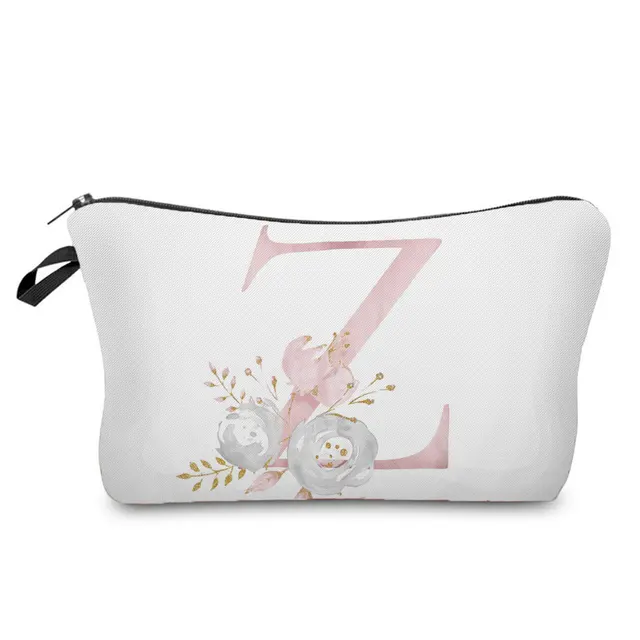 Flowers Alphabet Printed Cosmetic Bags  Bridal Party Make Up Bags Pouch Necessaries Lady Tote Bride Bridesmaid Proposal Gift hz2422