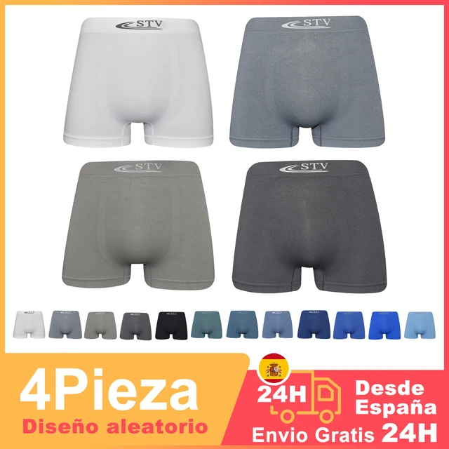 DOUBLE M, 4 pieces, random COLOR, Boxer shorts or seamless Slip, felxible boxers, breathable, soft and comfortable ideal for sport, Runing, exercise, cycling, M,L XL,XXL,3XL Pack 4 Ud random COLOR