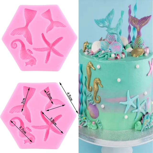 3D Sellő Farok Tengeri Csillag Szilikon Penész Fondant Csokoládé Torta Formák Díszítő Szerszám Diy Kézzel Készített Agyag Szappan