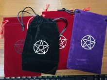 Bolsa de almacenamiento de Tarot, pentagrama de terciopelo, juego de mesa, bordado de tarjetas, bolsa con cordones, suministros de brujería para caja de Tarot, 1 Uds.